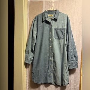MADEWELL NENIM LONG SLEEVE SHIRTDRESS SKY BLUE SIZE L